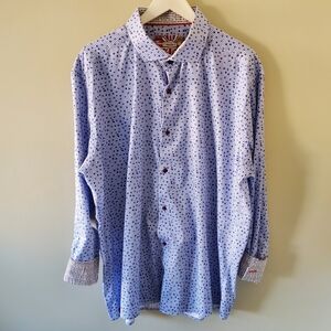 NWOT 7 Downie St. 3XL Retro Gingham Check Preppy Office Flip Cuff Dress Shirt